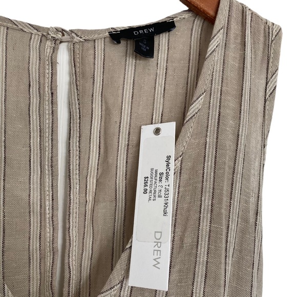 NWT Anthropologie Drew Khaki Striped
Jumpsuit Wide Leg Size Small Tie Waist - Picture 4 of 12